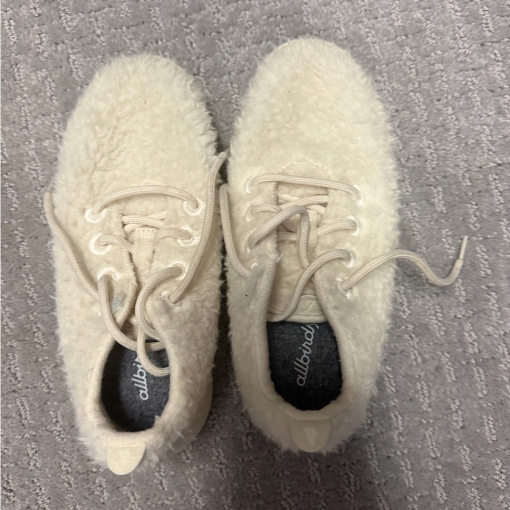 allbirds Cream Shearling Wool Lace-Up Sneakers
